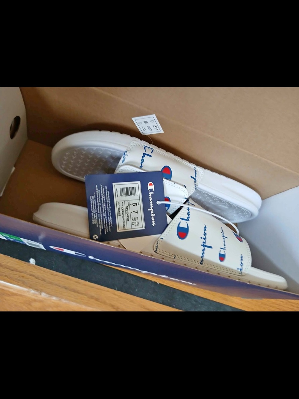 Champion Unisex IPO Repeat White Logo Slide Sandals